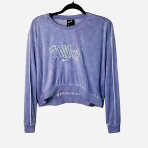 Nike oversized velour purple cropped athletic sweatshirt